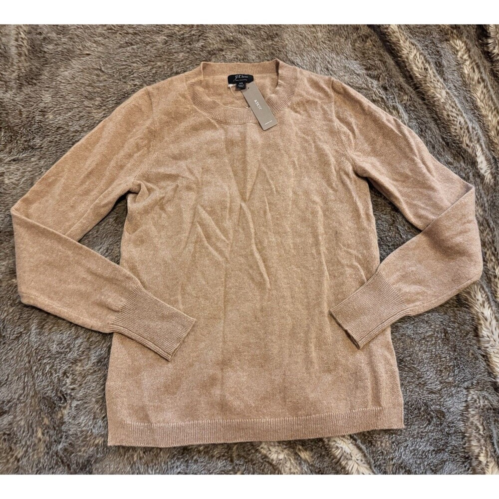 J.Crew XS Beige 100% Cashmere Lightweight Knit Pullover Sweater Long Sleeve NWT
